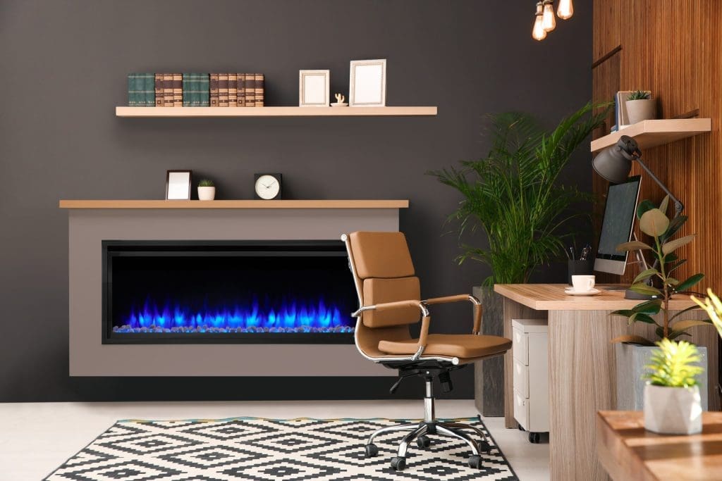 Modern fireplace in a living room