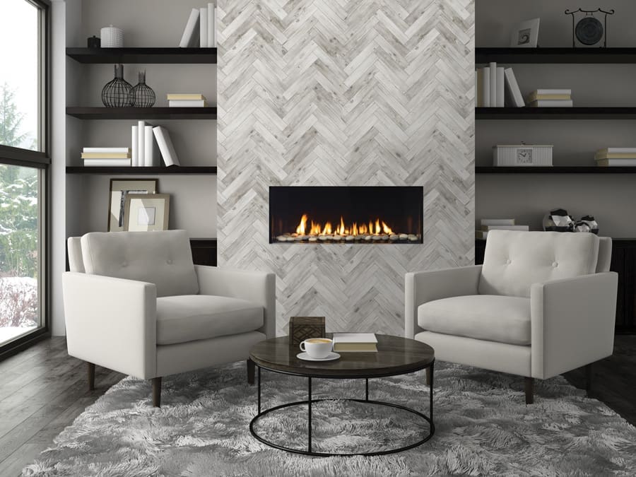 Modern fireplace in a living room