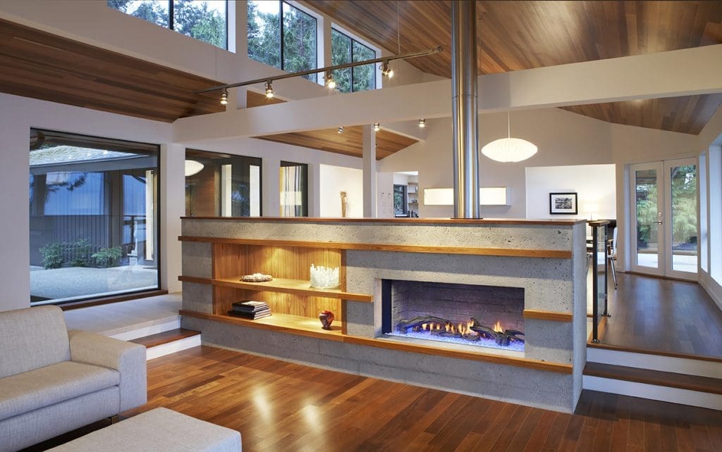 Modern fireplace in a living room