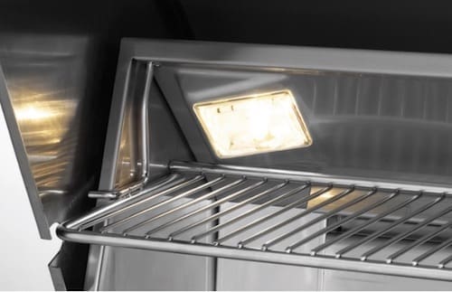 Outdoor Kitchen angled halogen light inside of a BBQ