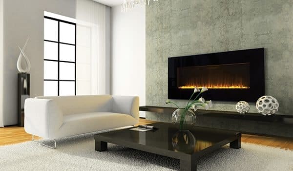 Modern fireplace inside a living room