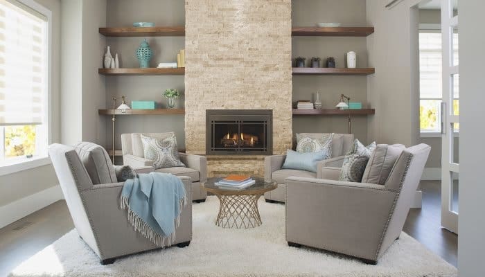 Fireplace insert inside a living room