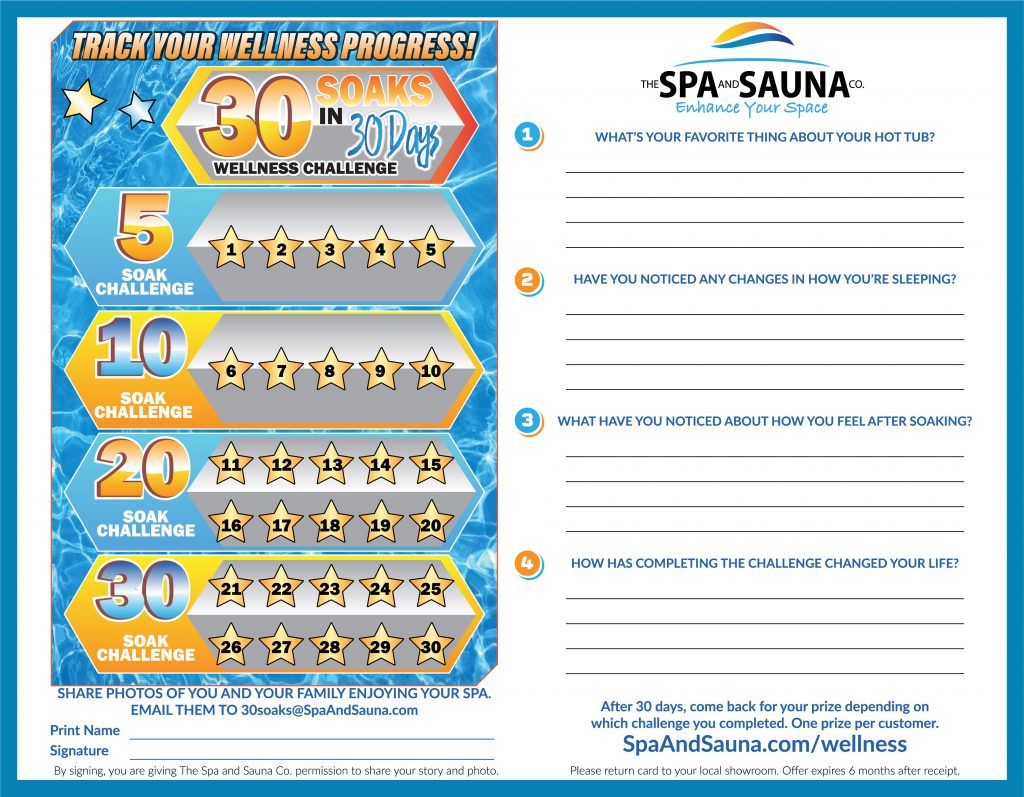 30 Soaks Hot Tub Wellness Challenge Tracker