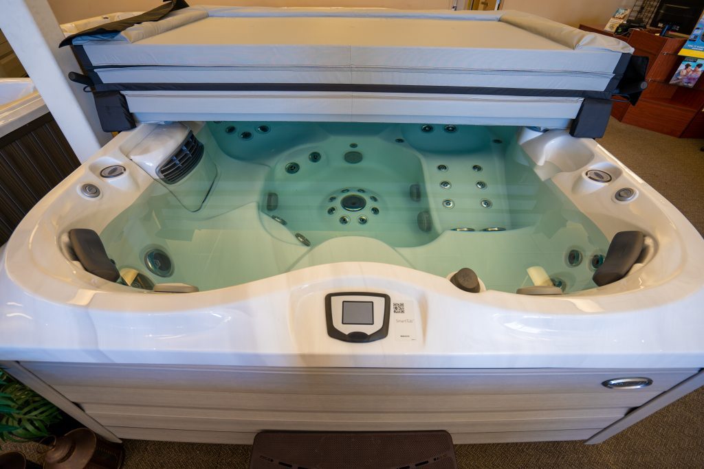 Filled Jacuzzi Hot Tub on display
