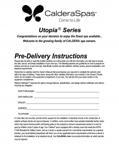 Caldera Utopia Pre-delivery Instructions - 2025