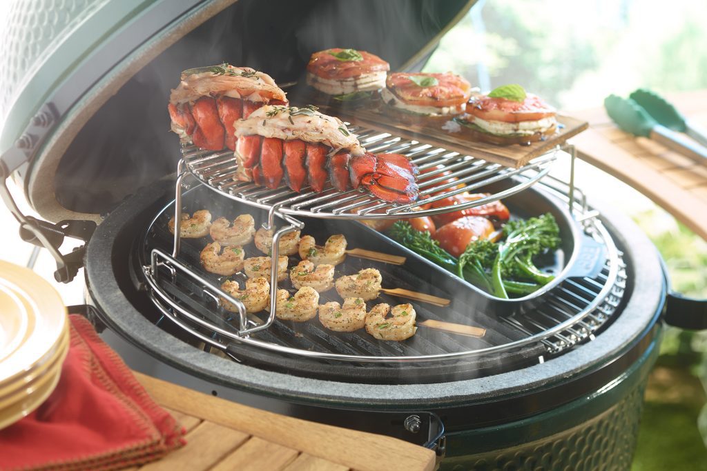 Food on a large barbecue