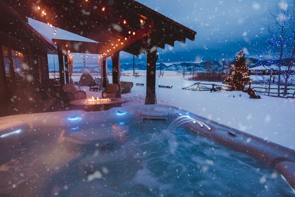 Hot Spring Hot Tub in Snowy Weather