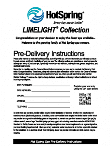 Hot Spring Spas Limelight Pre-delivery Instructions - 2025