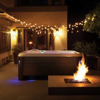 Hot Tub in Backyard at Night