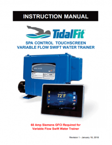 TidalFit Variable Flow Swift Water Trainer Instruction Manual - Owner's Manual - Best Swim Spa Prices San Jose, Santa Cruz